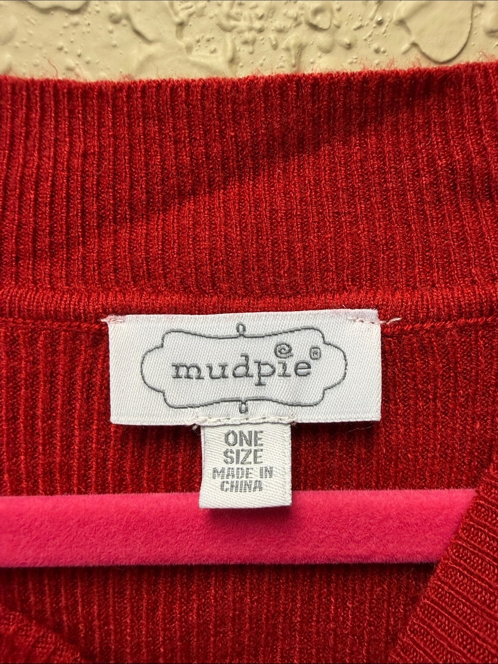 Mudpie one size Classic Women's Red Crewneck Knit Sweater - Picture 3 of 4